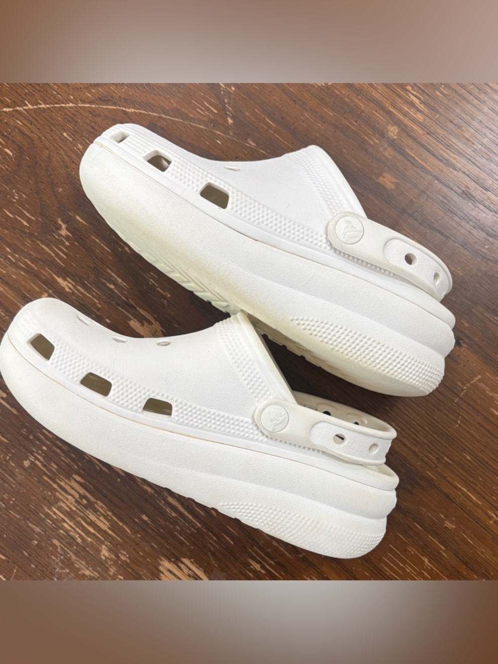 Youth J3 Crocs white platform clogs